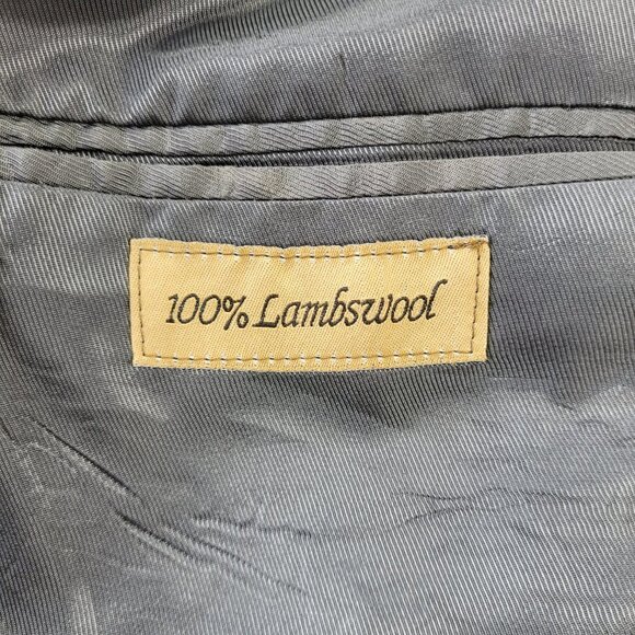 Andrew Fezza Men’s gray black 100% lambs wool blazer jacket size 46L - Picture 11 of 14